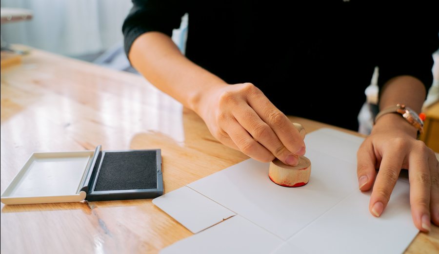 Business document stamping for customs clearance